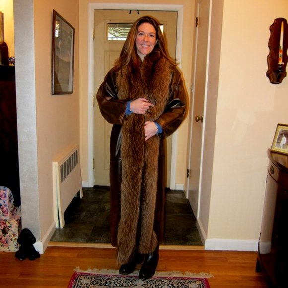 Vintage Leather & Fur Coat, Bergdorf Goodman, made in France